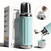 Bouteille d'eau isotherme sous vide en acier inoxydable 500 ml avec logo personnalisé, anti-fuite, sans BPA, à large ouverture, plusieurs couleurs pour les voyages