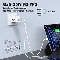 Chargeur USB-C GaN 35W, adaptateur de charge rapide portable pour téléphone portable, compatible iPhone et Samsung (30W/35W)