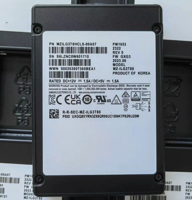Data Server SSD for Samsung 3.84TB 2.5 Inch SAS PM1653 MZ1LG3T8HCLS-00A07 MZ-1LG3T80 Enterprise Grade SSD