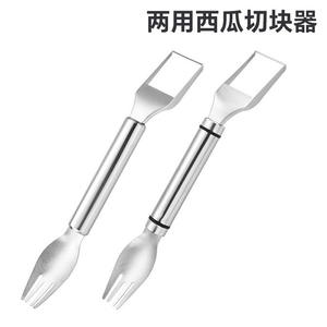 Coupe-pastèque <span class=keywords><strong>et</strong></span> hachoir à légumes double tête en acier inoxydable, fourchette <span class=keywords><strong>de</strong></span> cuisine domestique pour la division des fruits - Product Image 4