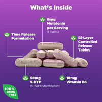 Tablet Melatonin+5-HP Alami OEM/ODM untuk Suplemen Diet Pendukung Tidur Dewasa