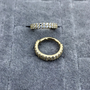 Pendientes de Oro Sólido de 14K con Piedras Preciosas, Piercing de Septum, Anillo Segmentado con Bisagra, Joyería para Piercing Corporal, Anillo de Nariz al por Mayor - Product Image 2