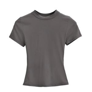 Camiseta Delgada para Niñas, Cuello Redondo, Manga Corta, Camiseta Básica para Mujer en Verano, Algodón, Corte Ajustado, Camiseta Corta, Agregar Logotipo - Product Image 5