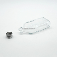 Bouteille en verre carrée plate de 300 ml pour café chaud ou froid, jus, liqueur, avec bouchon en aluminium, récipient à boisson réutilisable
