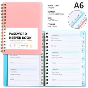 Carnet de notes exclusif A6 à spirale en PP avec index de lettres, en PU, pour enregistrement des identifiants de sites web – Excellent cadeau - Product Image 4