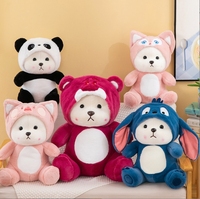 2025 Adorables animaux en peluche transformables Ours, Panda, Dinosaure, en coton doux, jouets et poupées de dessin animé, coussin, cadeau pour bébés et enfants