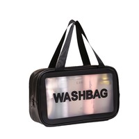 Pochette de toilette transparente en PVC imperméable portable pour voyage, fermeture éclair, pour femmes, trousse de maquillage, cosmétique