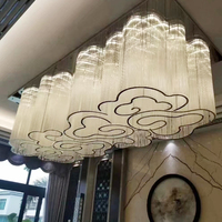 Projet de hauts plafonds intérieur décoratif hall de l'hôtel salle de banquet lustre en cristal de luxe moderne à LED éclairage personnalisé