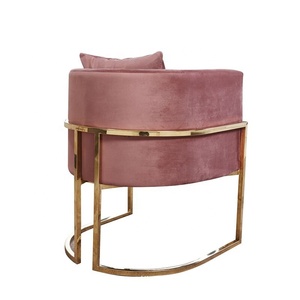 Cadre En Acier Inoxydable or Antique Français L'aviation Nordique Moderne Rose Velours Accent Chaise Pour Salon - Product Image 5