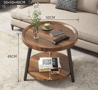 Meuble de rangement multifonctionnel moderne et minimaliste pour salon, table basse circulaire en fer et bois sur pied