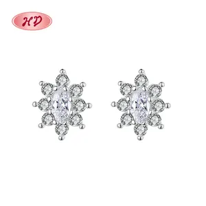 2023 Mode Blumen Weiß Aaa Zirkonia Silber Schmuck S925 Sterling Silber Ohrring Diamant Für Mädchen