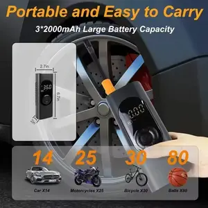 Gonfleur de pneu de compresseur d'air portable une pompe à air électrique avec un manomètre numérique pour les pneus de voiture