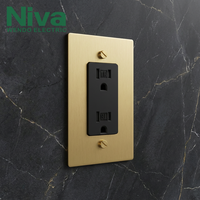 Prises murales américaines standard Niva Custom 15A 110v, multiprises, panneau en laiton métallique