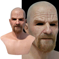 Masque en latex réaliste pour la tête entière, vieil homme, Halloween, cosplay, effrayant, effrayant, cheveux blancs, costume humain horrifiant, drôle