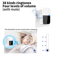 Sonnette sans fil étanche à sonnette cinétique, sans batterie requise, bouton en acrylique, pour maison et hôtel