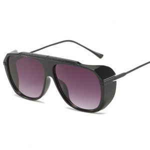 Lunettes de soleil vintage à monture large avec logo personnalisé, dégradées, en métal, style steampunk, pour hommes et femmes - Product Image 5