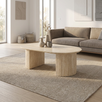 Table basse de salon avec plateau en MDF et base en colonne, style simple