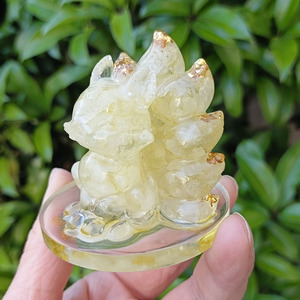 Figura de zorro de cuarzo rosa amarillo, tallado redondo, pieza de colección para decoración del hogar - Product Image 2