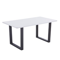 Table de salle à manger contemporaine de luxe minimaliste, table console rectangulaire, table de salle à manger en marbre blanc avec pieds en métal noir