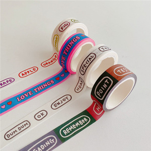 <span class=keywords><strong>Cinta</strong></span> adhesiva <span class=keywords><strong>washi</strong></span> personalizada de una sola cara con letras de arcoíris, activada por agua y con adhesivo termofusible para decoración. - Product Image 1