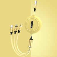 Un à trois câbles de données télescopiques, trois en un câble de charge rapide 3A anti-enroulement, câble flexible usb chargeur rapide 3 en 1