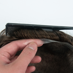 Yuanzhen - Tupé de Piel para Hombre con Cabello Remy Natural Ondulado en V de 0.03mm Ultrafino, Reemplazo de Alta Calidad con Cabello Humano - Product Image 4