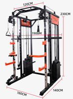 DINUO Machine Smith multifonction tout-en-un avec deux blocs de poids de 60 kg, structure métallique, charge maximale de 350 kg, crossover par câble et barre de traction