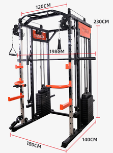Máquina Smith Multifuncional Todo en Uno DINUO <span class=keywords><strong>con</strong></span> Doble Torre de Pesas de 60 kg, Metal, Carga Máxima de 350 kg, <span class=keywords><strong>Barra</strong></span> de Poleas y <span class=keywords><strong>Barra</strong></span> de Dominadas - Product Image 2