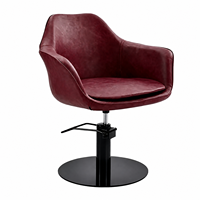 Chaise de coiffure de salon avec base ronde hydraulique et levier de pied, couleur bordeaux
