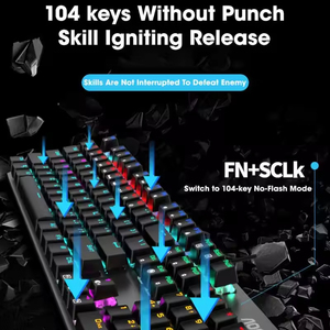 Full Size Wired Mechanical Keyboard Blue Switches 104-Key Rollover Free Colorful <b>Lighting</b> Effects Laptop PC <b>Gaming</b> - Product Image 2