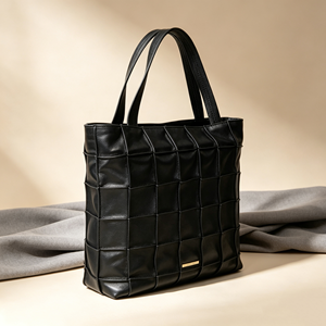 Bolso Tote Cuadrado de Mujer a la Moda con Diseño de Cuadrícula Tejida, Correa Ajustable Desmontable, Bolso de Mano Multifuncional para Uso Diario - Product Image 3