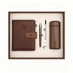 Set de Regalo Ejecutivo: Libreta de Cuero PU con Organizador, Vaso, Bolígrafo y USB para Regalos de Agradecimiento a Empleados - Product Image 1