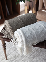 Großhandel Nordische Feder-Garn-Strickdecke mit Quasten, Weiche Geometrische Ganzjahres-Sofa-Bett-Luxusdecke