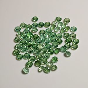 Light Green 4.0mm Round Zircon Bead Caps Firework Cut Skyfire Cut Chrysanthemum Cut Jewelry Findings For DIY Earrings Rings - Product Image 3