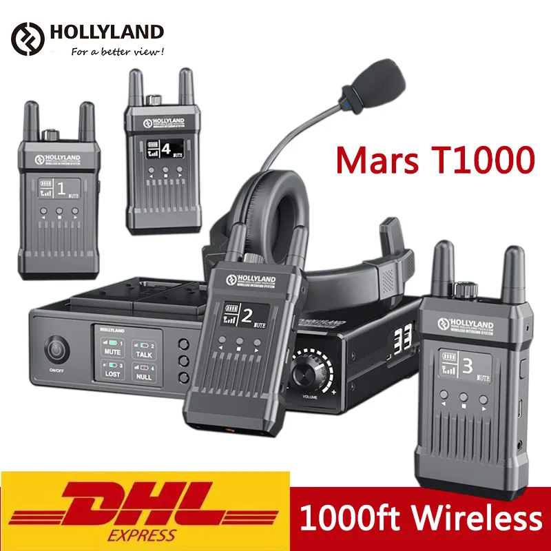 Hollyland MARS T1000 1000ft Video Wireless Transmission Intercom System OLED Screen Full-duplex Communication Talkback