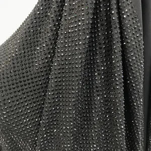 Va135 Sexy SS10 Kim Cương 1*1.5 Mét Bling Rhinestone Lưới Vải Stretchy Pha Lê Vải Cho Ăn Mặc