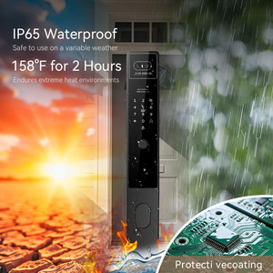 Serrure de porte intelligente avec interphone vidéo, reconnaissance faciale et d'empreintes digitales, application Tuya, étanche IP65, déverrouillage par reconnaissance de la paume, en alliage d'aluminium - Product Image 2