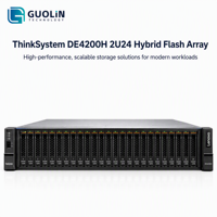 Lenovo ThinkSystem DE4200H 2U24, Sistema de Almacenamiento en Red (SAN) Híbrido con Flash Array, 64 GB, Controlador Dual, 25/10GbE ISCSI, 16/32Gb FC, 12Gb SAS, 96 Unidades, 2.3PB