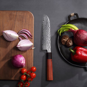 Coltello da <span class=keywords><strong>Chef</strong></span> Paudin Stile Giapponese 8" in Acciaio Damasco 10Cr15 a 67 Strati con Manico in Palissandro, Coltello da Cucina in Acciaio al Carbonio per Carne, Verdure e Uso da Macellaio - Product Image 6