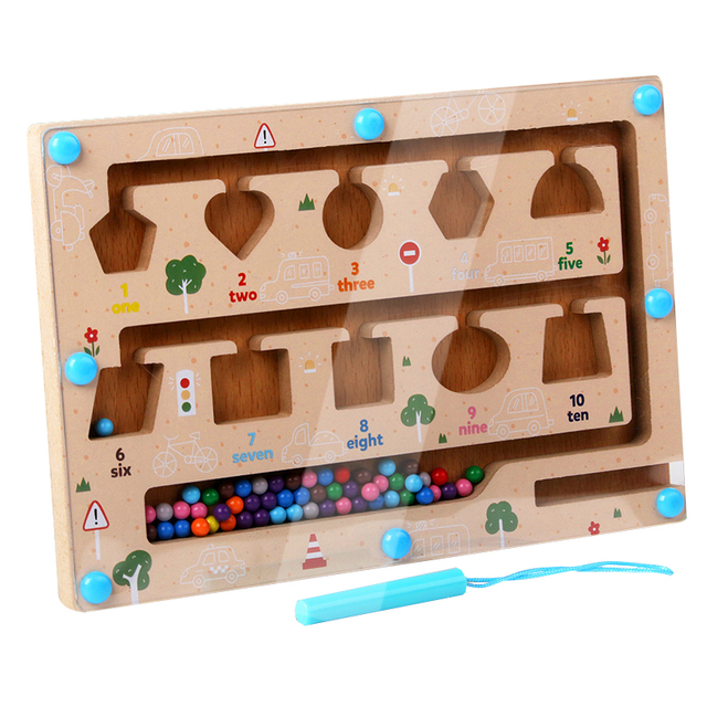 Magnetic Wooden Educational Pen Maze Color Cognitive Classification Board Game for Preschool & Early Childhood Education