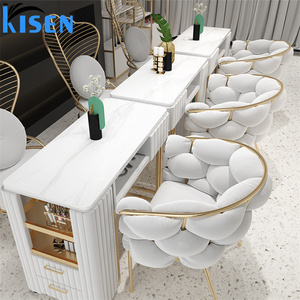 Paquete de muebles de salón de belleza Kisen, barra de uñas, escritorio, MESA DE MANICURA, mesas de manicura de lujo con mechones con silla para uso en salón de uñas - Product Image 4