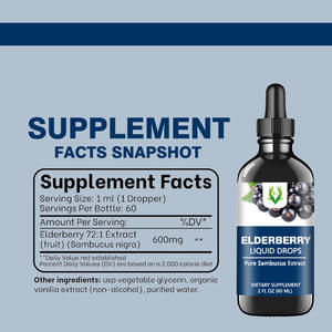 Precio al por mayor Extracto de baya del Saúco Gotas Líquido Inmune Apoyo Sambucus Black Saúco Gota líquida Suplemento de tintura de hierbas - Product Image 2