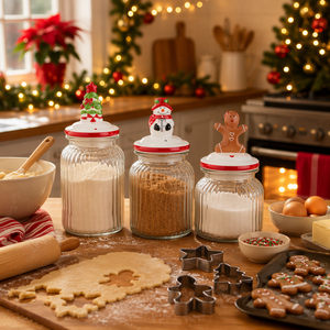 Cocina azúcar caramelo tarro almacenamiento <span class=keywords><strong>de</strong></span> alimentos bote <span class=keywords><strong>de</strong></span> galletas <span class=keywords><strong>de</strong></span> vidrio con diseño <span class=keywords><strong>de</strong></span> Navidad tapa <span class=keywords><strong>de</strong></span> cerámica - Product Image 3