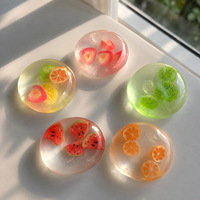 Transparante mini-knijpbal speelgoed gevuld met siliconen PU fruitcharms handknijpende stressverlichter bureaudecoratie voor kinderen en volwassenen