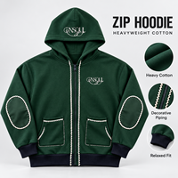 Sweat-shirts à capuche zippés en coton épais personnalisés, coupe décontractée vintage, avec logo brodé pour marque streetwear
