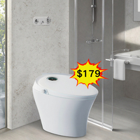 WC intelligent automatique multifonction avec chauffage, lavage féminin, télécommande incluse, siège chauffant, siphon P, double chasse d'eau, à poser au sol