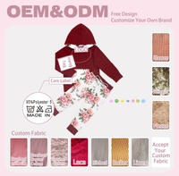 Ensemble de survêtement à capuche pour filles imprimé sur mesure, avec sweat à capuche à poches contrastantes à motif floral et pantalon à motif floral, couleur personnalisée OEM, tenue décontractée pour enfants