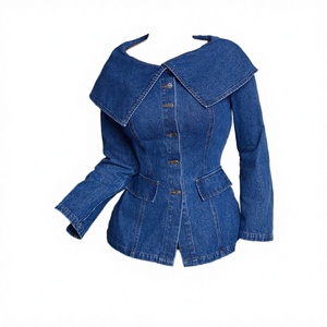 Chemise en jean décontractée pour femme, coupe ample, col oversize, manches longues, style automne, délavée - Product Image 3