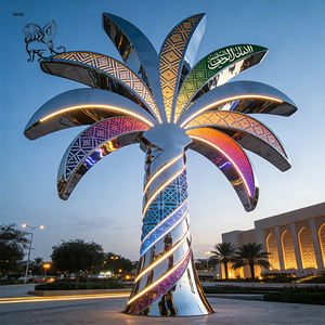 Sculpture d'art abstrait en acier inoxydable poli <span class=keywords><strong>miroir</strong></span> de grande taille pour l'extérieur, destinée au projet hôtelier de l'Expo mondiale 2030 en Arabie Saoudite - Product Image 2