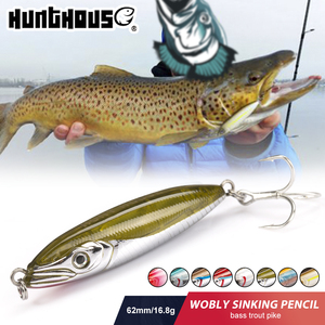 Señuelo de Pesca Hundhouse Sinking Pencil, 62 mm, 16.8 g, Impresión 3D, Señuelos de Agua Salada, Señuelos de Pesca para Lubina, Trucha y Atún, Señuelo de Pesca con Láser - Product Image 1